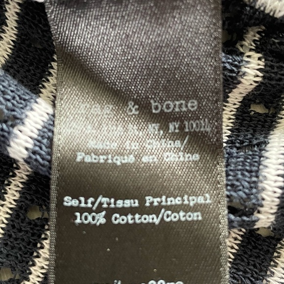 Rag & Bone Navy White Striped 100% Cotton Perforated Pullover Sweater XXS - Picture 6 of 6